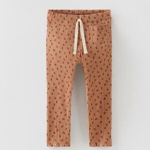 Zara Rust Orange Waffle Knit Lightweight Girls Leggings Size 4-5 Years NWOT